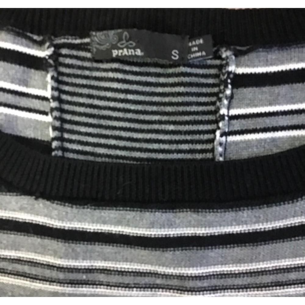 Prana Womens Small Mixed Stripe Long Sleeve Pullover Sweater Black Gray - Picture 2 of 7